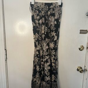 Fashion Nova Black and Cream Wide Leg Pants